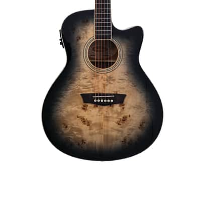 Washburn DFBACEB | Deep Forest Burl Grand Auditorium Acoustic Electric Guitar, Black Fade. New with Full Warranty! .