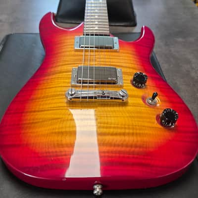 Jackson AT2T MIJ Japan 1997 - Cherry Sunburst Flame Top EMG HH Super Archtop AT1 Strat Pre-Fender Pro Professional 90s Guitar image 4