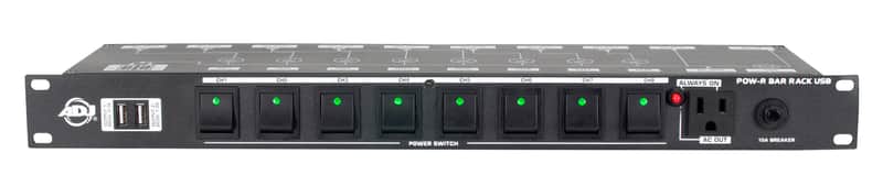 ADJ POW-R BAR RACK USB Rack Mount 10-Outlet+2 USB Charging Ports Power Supply image 1