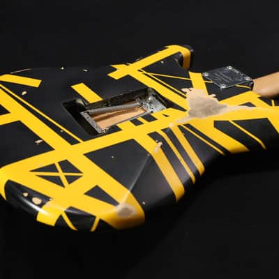EVH Striped Series Frankenstein Frankie Electric Guitar - Black with Yellow Stripes, Relic 107 image 12