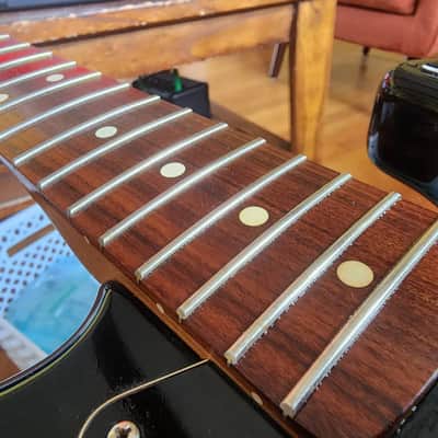 Fender Partscaster strat MIM HSS 2019/90s locking tuners - black/maple image 12