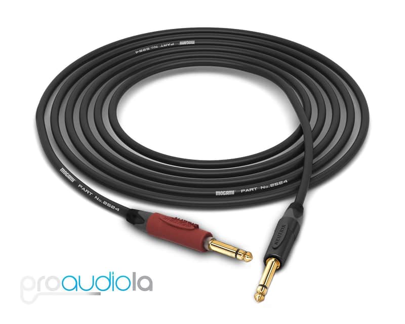 Mogami 2524 Instrument Cable | Neutrik Gold 1/4" Silent TS | Black 30 Feet | 30 Ft. | 30' image 1