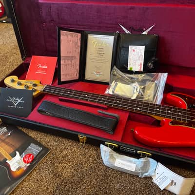 Fender Custom Shop '66 Precision Bass Journeyman Relic 4-String Bass Guitar, Rosewood Fingerboard, Hot Rod Red journeyman image 1