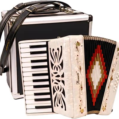 Rossetti 25-Key 12 Bass Button Piano Accordion in Key of G, White w/ Case image 1
