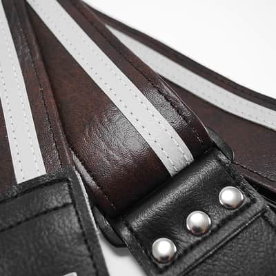 Couch Brown with White Vinyl Racer X Guitar Strap image 4
