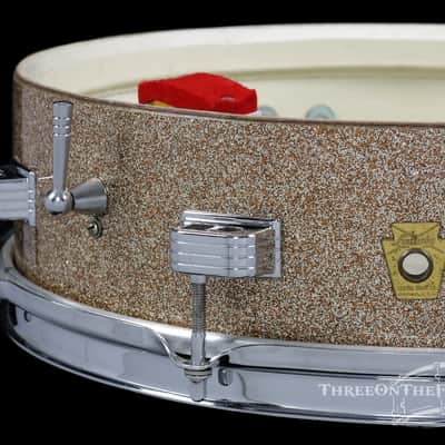 1960s Ludwig Pre-Serial Downbeat Snare Drum Keystone Champagne :  4 x 14 image 14