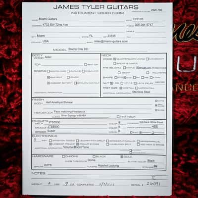 James Tyler Studio Elite HD w/ Brazilian Rosewood Fingerboard- Half Amethyst Shmear 2026 (26091) image 6