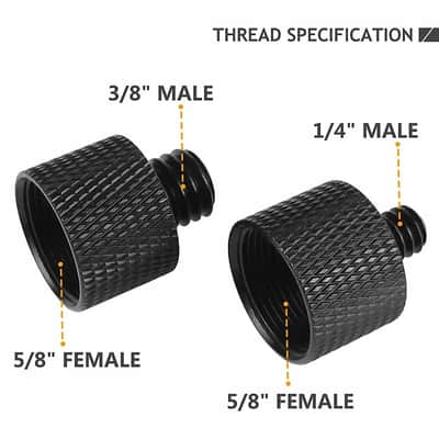 Mic Screw Adapter Thread 5/8 To 1/4 Adapter And 5/8 To 3/8 Adapter Set For Microphone Stand To Tripod And Camera Adapter image 2