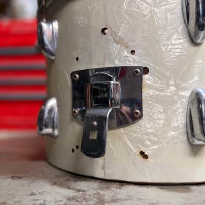 1950s Slingerland 8x12 Tom Tom Project in White Marine Pearl image 4