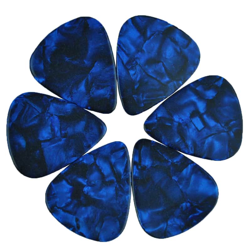 Celluloid Dark Blue Pearl Guitar Or Bass Pick - 0.46 mm Light Gauge - Thin 351 Shape - 6 Pack New image 1