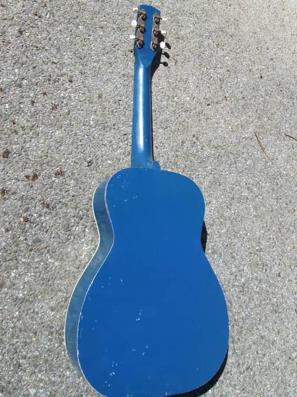 Vintage '50s Stella Harmony Blue Sundale Deco Parlor Guitar for