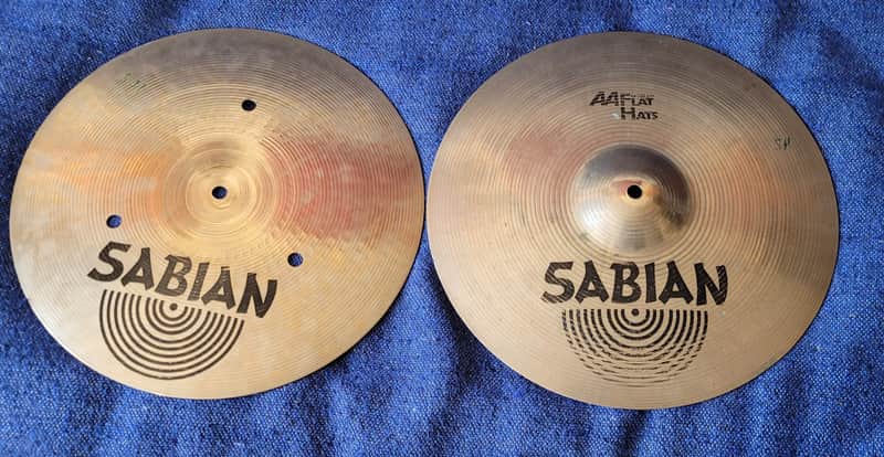 Vintage Sabian 14 Inch Flat Hats Hi Hats Cymbals image 1