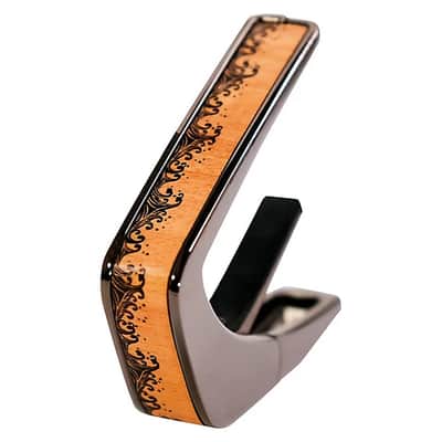 Thalia Black Chrome Guitar Capo - Flamed Maple Waves image 2