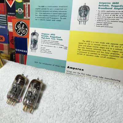 2 x NOS DGetter Amperex USA 6922 Gold Pin ~ Several Grail Pairs In Stock ~ Instrument Grade Holographic Tone Detailed Euphony Rich Warmth Clear Resolve ~ PQ/RCA/Beckman Medical/USN Military Grade ~ Rode K2 NTK Mics Vocals+ image 2