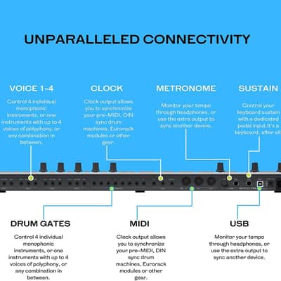Arturia - Keystep Pro - All-in-One Performance MIDI Controller, Sequencer and Arpeggiator - 4 Polyphonic Sequencer Tracks, 24-Part Drum Sequencer, MIDI & CV Connectivity, 37-Note Slim Keybed image 4