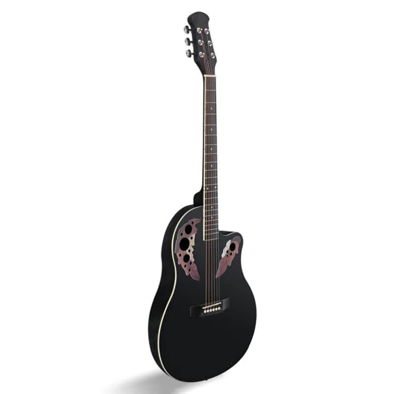 New 41 inch Cutawary Round Back Acoustic Guitar Spruce Top Grape Hole Black image 1