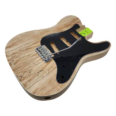 Carparelli  Custom Hybrid Spalted Veneer T/S-Style Guitar Body – 2pc Ash • Cream Binding • SSS Routing • 56mm Tremolo • Unfinished image 1
