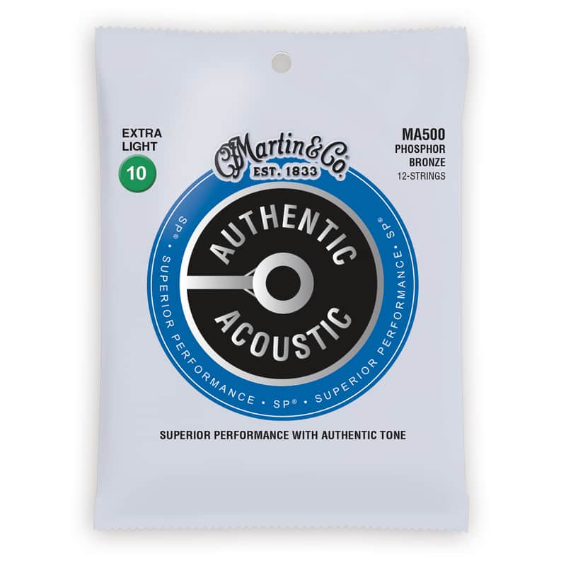 Martin MA500 Authentic Acoustic SP Phosphor Bronze 12-String Acoustic Guitar Strings - Extra Light (.10 - .47) image 1