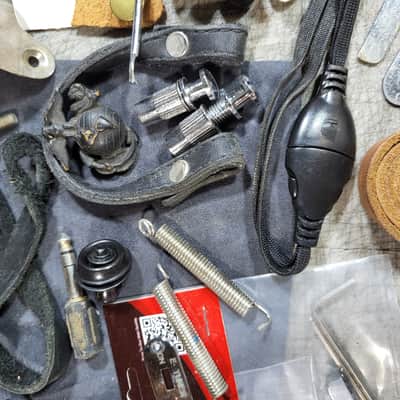 Vintage Pile of  Switch Surrounds Strap Parts String Winders Harness Misc Guitar Junk Parts Luthier image 10