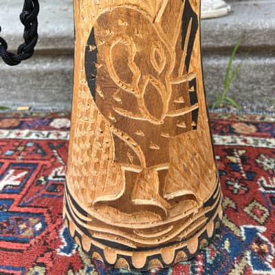 Vintage African Hand Carved Wood Djembe Hand Drum 22” image 8
