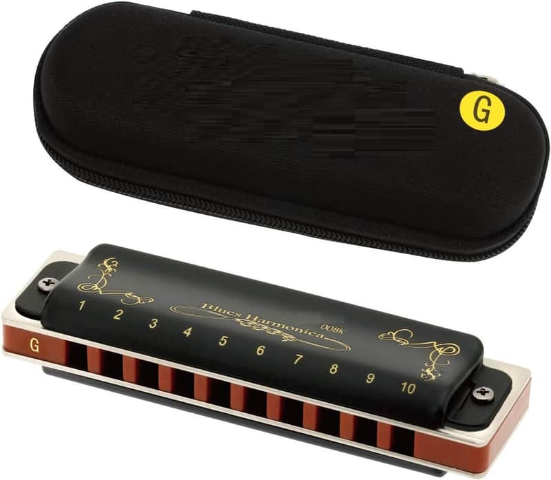 Harmonica Key of G 10 Holes 20 Tones 008K Mouth Organ with Black Cover, Top Grade Harmonica for Adults, Professionals and Students image 1