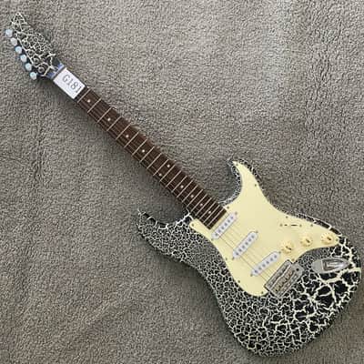White Black Custom Finish Strat Style Electric Guitar, Solid Basswood Body, Maple Neck image 4
