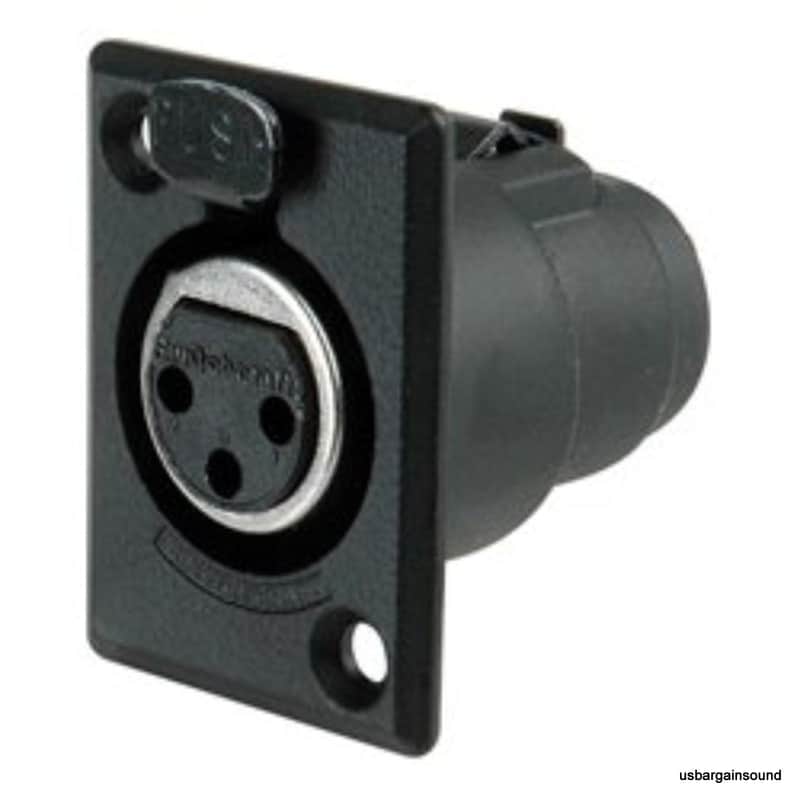 New Switchcraft D3FB Black XLR Female 3 Pin Mic Panel Connector Solder Terminals image 1