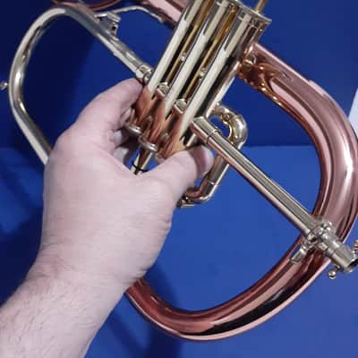 Blessing Flugelhorn & GETZEN Super Deluxe Trumpet W Combo Case & MP's - Clear Lacquer / Raw Brass image 21