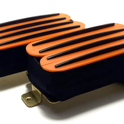 Dragonfire Quad Rail Humbuckers, Hot Overwound 23K Rails Pickup Set ~ Orange with Black Rails image 3