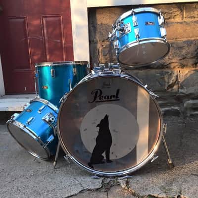 Pearl Fiberglass 1970s Blue Drum Kit image 5