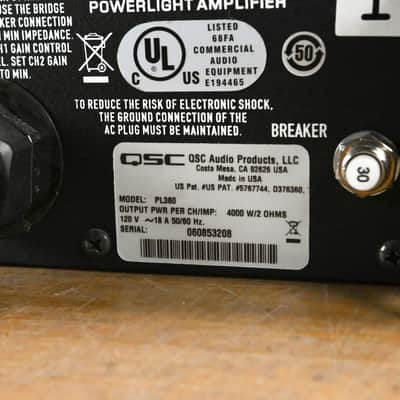 QSC PL380 Powerlight 3 Series 2-Channel Power Amplifier CG012GG image 9