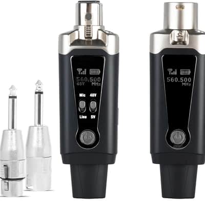 Wireless XLR Microphone Transmitter and Receiver System, Mode Guitar Adapter with 16 Channels, 250ft Range, USB Rechargeable, 48V Phantom Power image 1