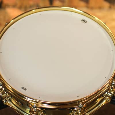DW 4x14 Collector's Bell Brass Snare Drum w/ Gold Hardware image 4