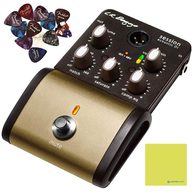 LR Baggs Session DI Acoustic Guitar Preamp + DI Bundle w/ 12x Fender Picks and Liquid Audio Polishing Cloth image 1