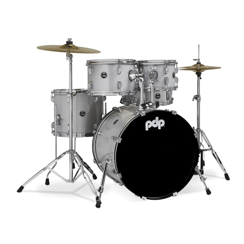 PDP Center Stage 5-Piece Drum Kit with Hardware and Cymbals (Diamond White Sparkle) image 1