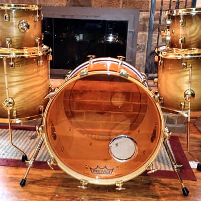 ODERY CUSTOM BRONZED ROOTBEER FADE-BRASS PLATED HDWE 6 PC SHELL PACK 10t, 12t, 13sd, 14ft, 16ft, 22"b image 3