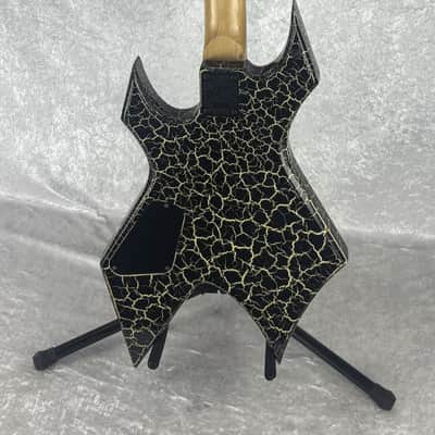 Late 1980's B.C. BC Rich NJ Series Warlock bass guitar in white crackle finish image 13