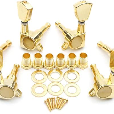 6pcs Gold 3L3R Chrome Tuning Key Peg, Guitar Parts 3 Left 3 Right Tuners, Guitar String Tuning Pegs Machine Head Tuners for Acoustic or Electric Guitar image 1