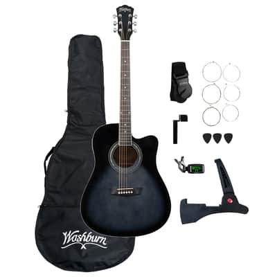 Washburn WA90CE Acoustic-Electric Guitar Kit – Dreadnought Cutaway, Built-In Tuner, Okoume Body – Perfect Holiday Gift for Adults, Beginners, Musicians & Live Performance image 1