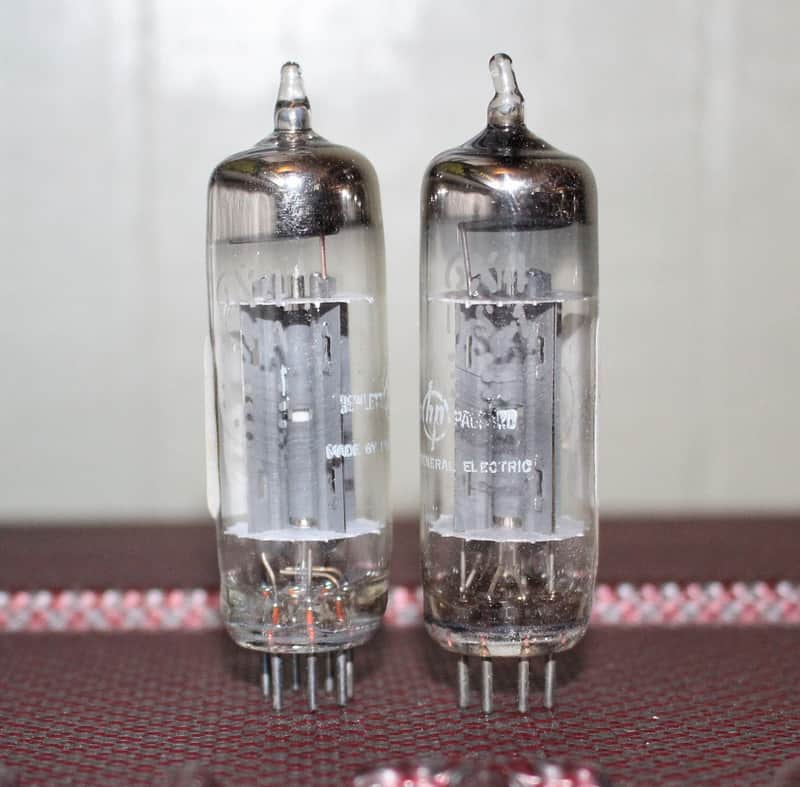 GE 6X4 6202 PERFECT MATCH PAIR FULL WAVE RECTIFIER GREY PLATE HALO GETTER TEST NOS+ VINTAGE 1973 FOR HP image 1