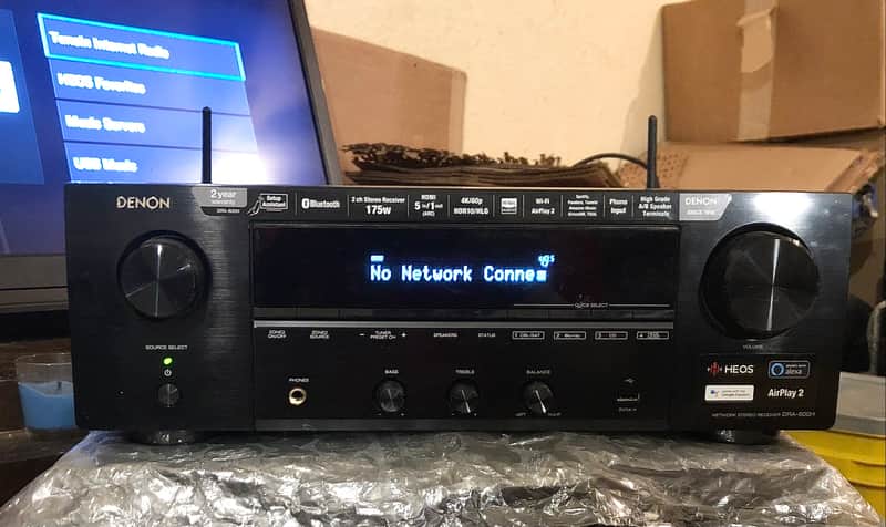Denon DRA-800H 2.1-Channel 4K Ultra HD Hi-Fi Network Stereo Receiver with Wi-Fi, Bluetooth, HDR10, Apple AirPlay 2, HEOS, Phono & Voice Control + Remote Control & Power Cord *MINT!* Works Perfectly! image 1