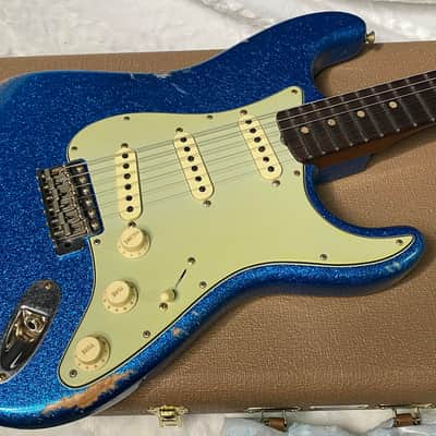 NEW ! Fender Custom Shop Limited Edition 1960's DUALMAG II Stratocaster - Journeyman Relic - Aged Blue Sparkle Finish - AAA Rosewood Board - Authorized Dealer - 7.9lbs - G07110 image 4