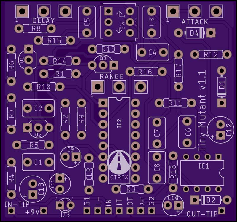 Tiny Mutant PCB - Build your own modded Mutron Micro V Envelope Filter (Auto-Wah) Pedal! image 1