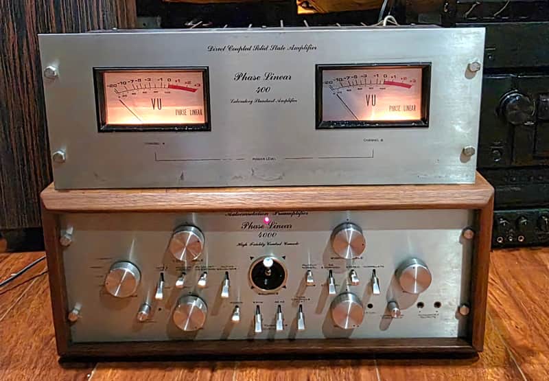 🔥Legendary Bob Carver Phase Linear 4000 Preamp (Wood Case) & 400 Power Amp SET