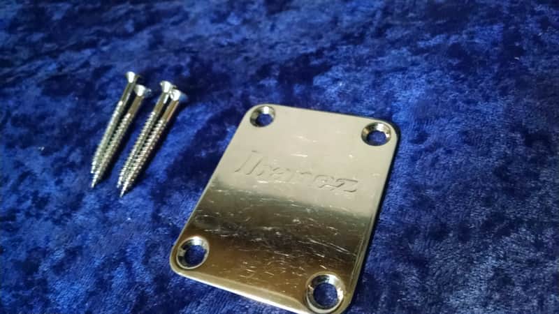 Ibanez neck plate chrome w/screws standard size image 1