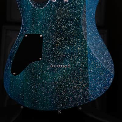 Dhatarattha HH Strat-Style Hardtail – Blue/Teal Swirl Sparkle image 10