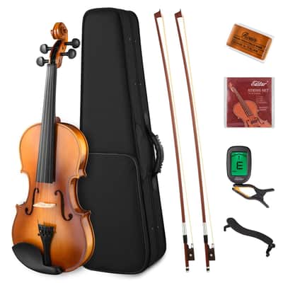 EVA-330 4/4 Full-Size Acoustic Violin Student Fiddle Set – Handmade Spruce & Maple with Case, Shoulder Rest, 2 Bows & Tuner image 2