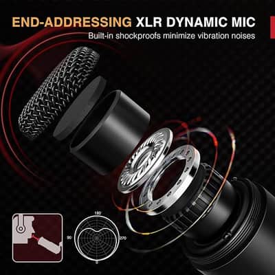 XLR Dynamic Microphone, Vocal Podcast Microphone with Cardioid Pattern, Studio Metal Mic for Streaming Voice-Over Dubbing Video Recording, Black-K669D image 2
