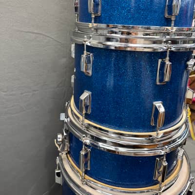 Vintage Apollo 1960s-1970s Drum Kit 5pc Set Import Blue Sparkle Toms Snare Kick image 17