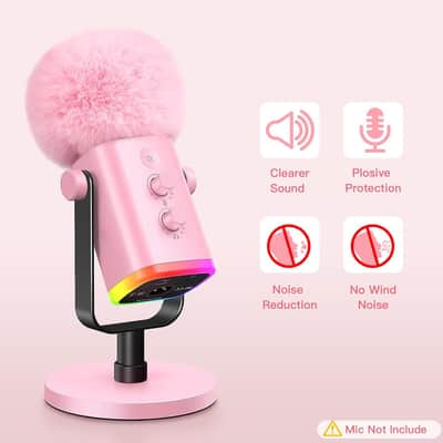 Blue Yeti Pop Filter For Blue Yeti Microphone,Mic Foam Cover With Furry Windscreen Muff Windshield For K66/Yeti/Yeti X/Nano/Yeti Pro/Am8/Solocast And More Usb Mics (Pink) image 7